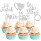 YCTHUNFISH Cupcake Toppers, 36 Pack Silver Glitter Love Heart I Do Ring Decorations for Wedding Engagement Bridal Shower