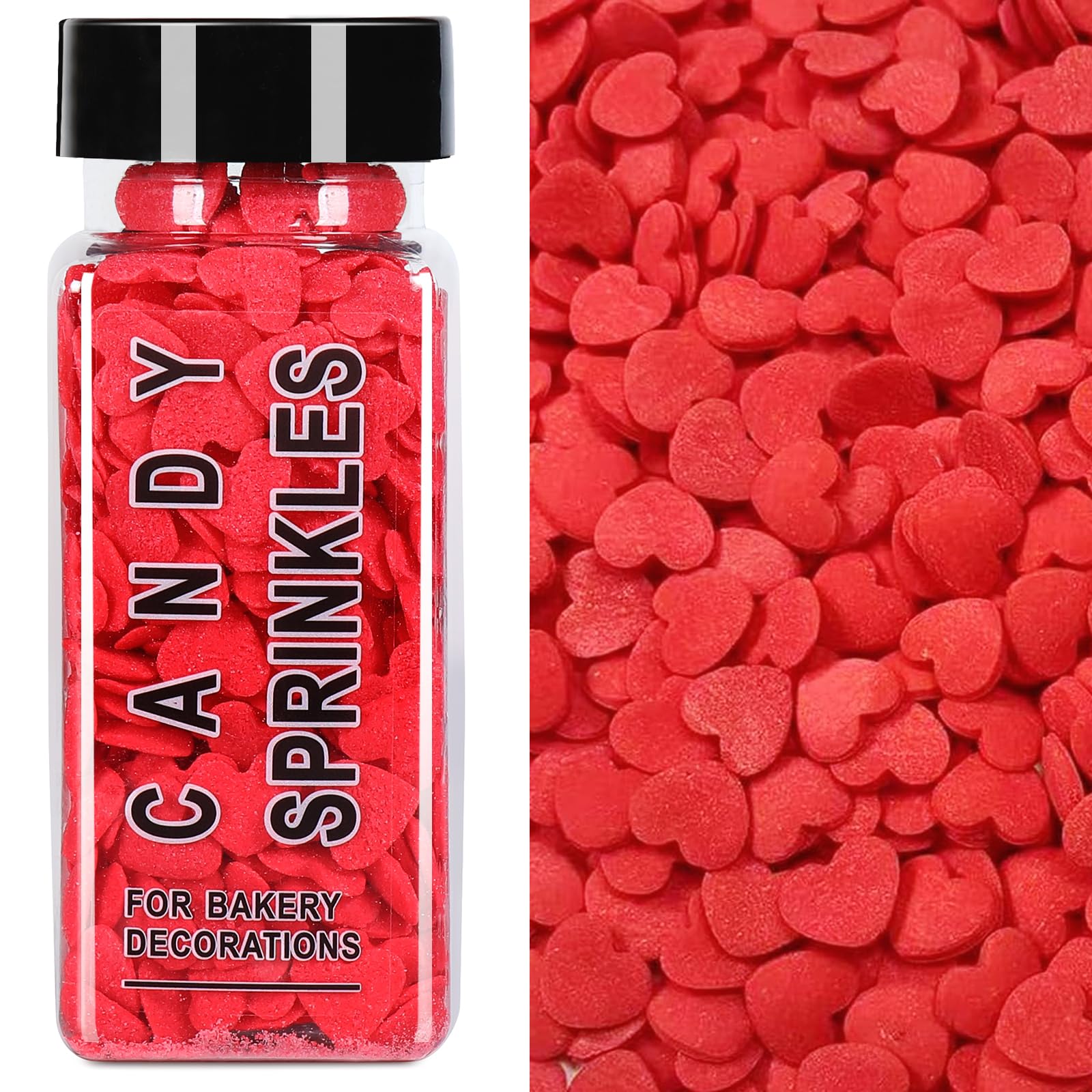 Valentines Sprinkles, Red Heart Sprinkles for Cake Decorating, Heart Sprinkles Edible for Baking, Ice Cream, Cookies, Cupcake To