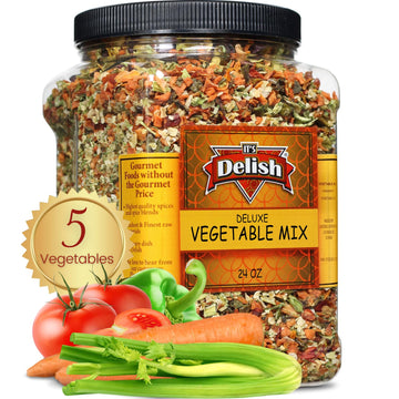 Deluxe Dried Vegetable Soup Mix By Its Delish, 24 Oz (1.5 Lb) Jumbo Container Of Dehydrated Vegetables