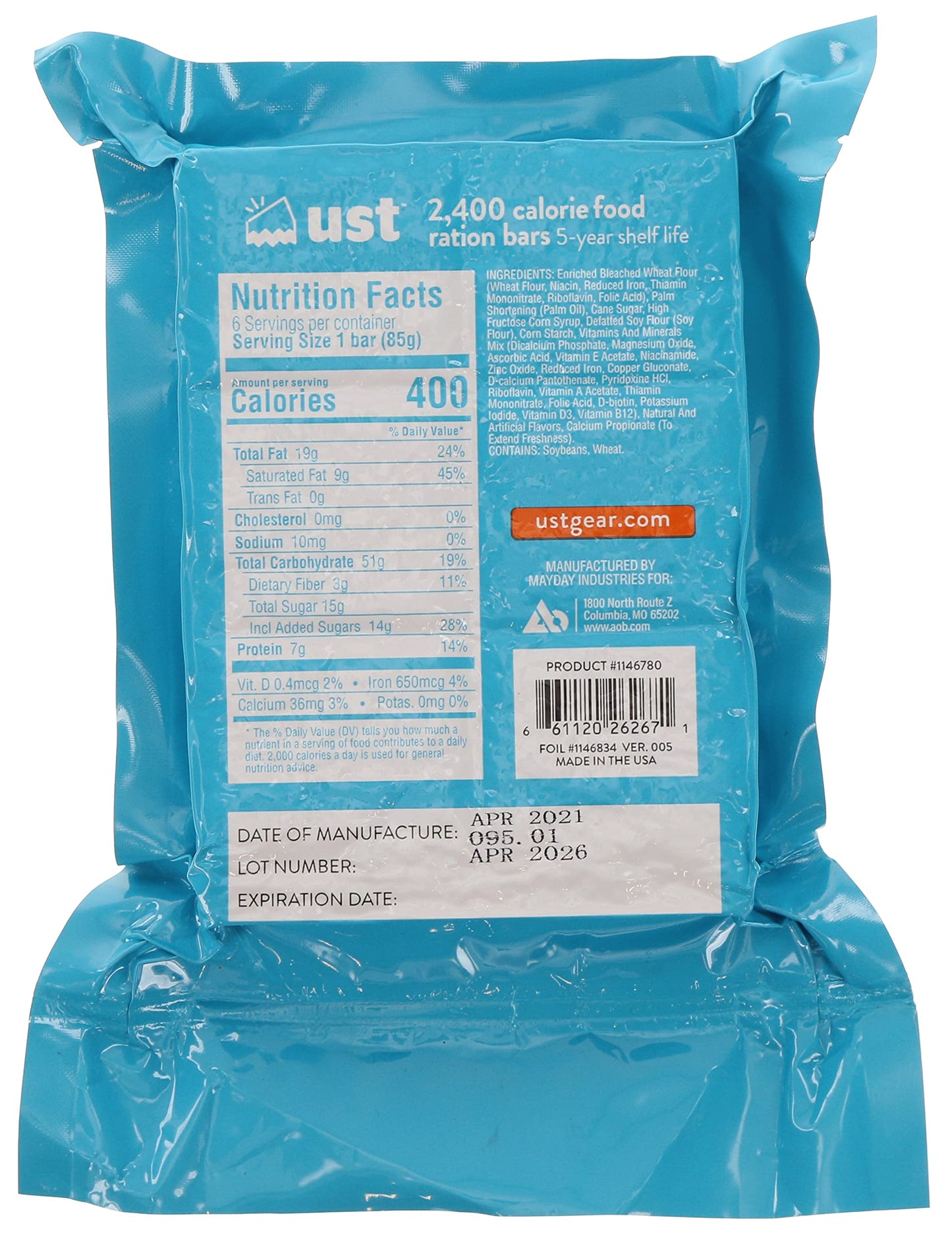 Ultimate Survival Technologies, Emergency Food Rations, Lxwxd: 6'' X 4.5'' X 1.25''