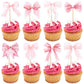 YCTHUNFISH Bowknot Cupcake Toppers - 40 Pack Paper Picks for Wedding, Bridal Shower, Birthday Party - Pink Decor
