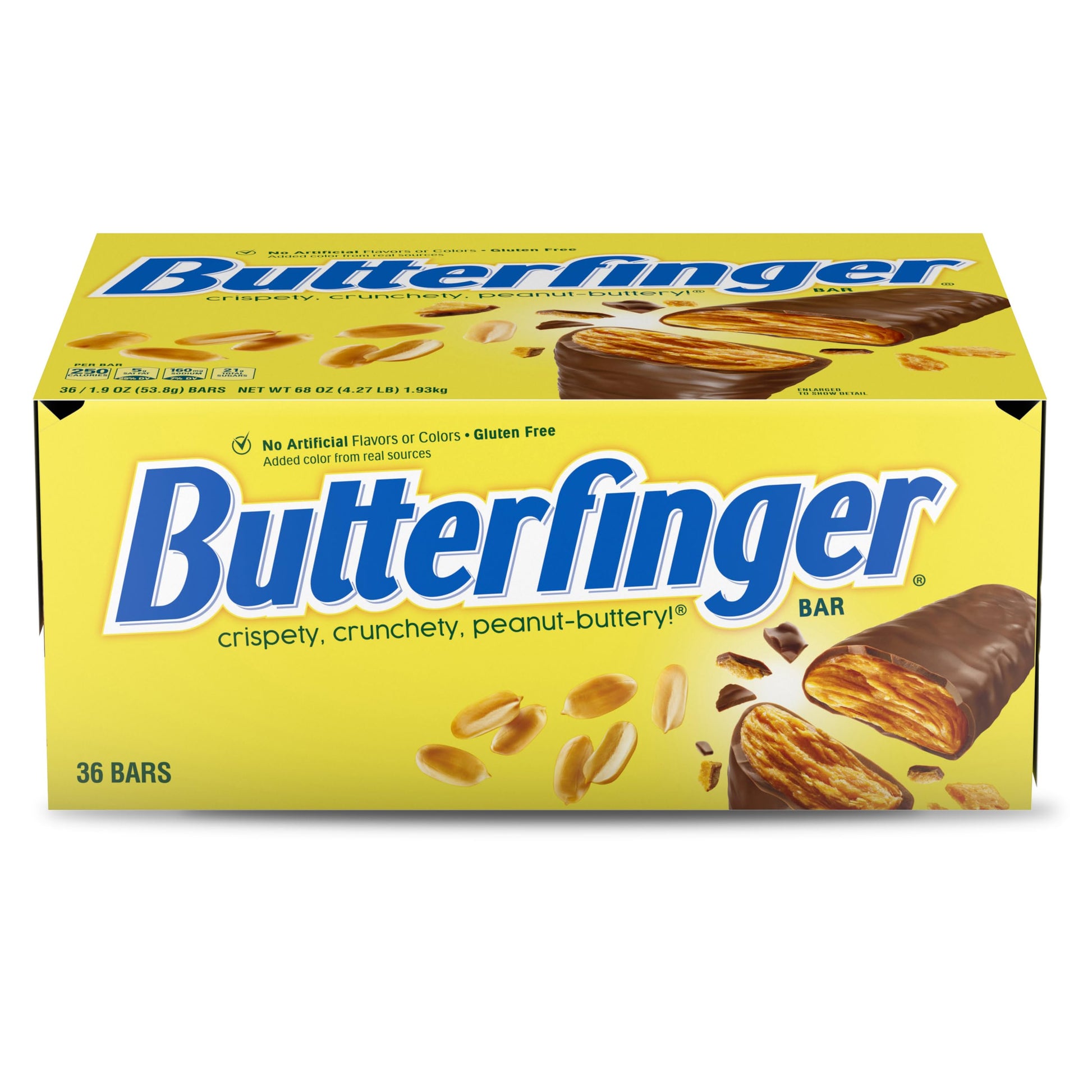 Butterfinger, Bulk 36 Count, Chocolatey, Peanut-Buttery, Full Size Individually Wrapped Candy Bars, Halloween Candy, 1.9 Oz Each