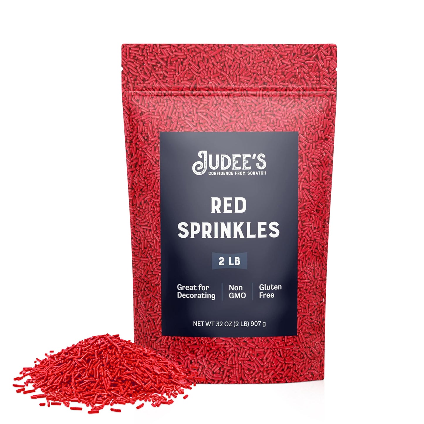 Judee's Gluten Free Red Sprinkles 2 lb - Gluten-Free and Nut-Free - Brighten Up Your Baked Goods - Great for Cookie and Cake Dec