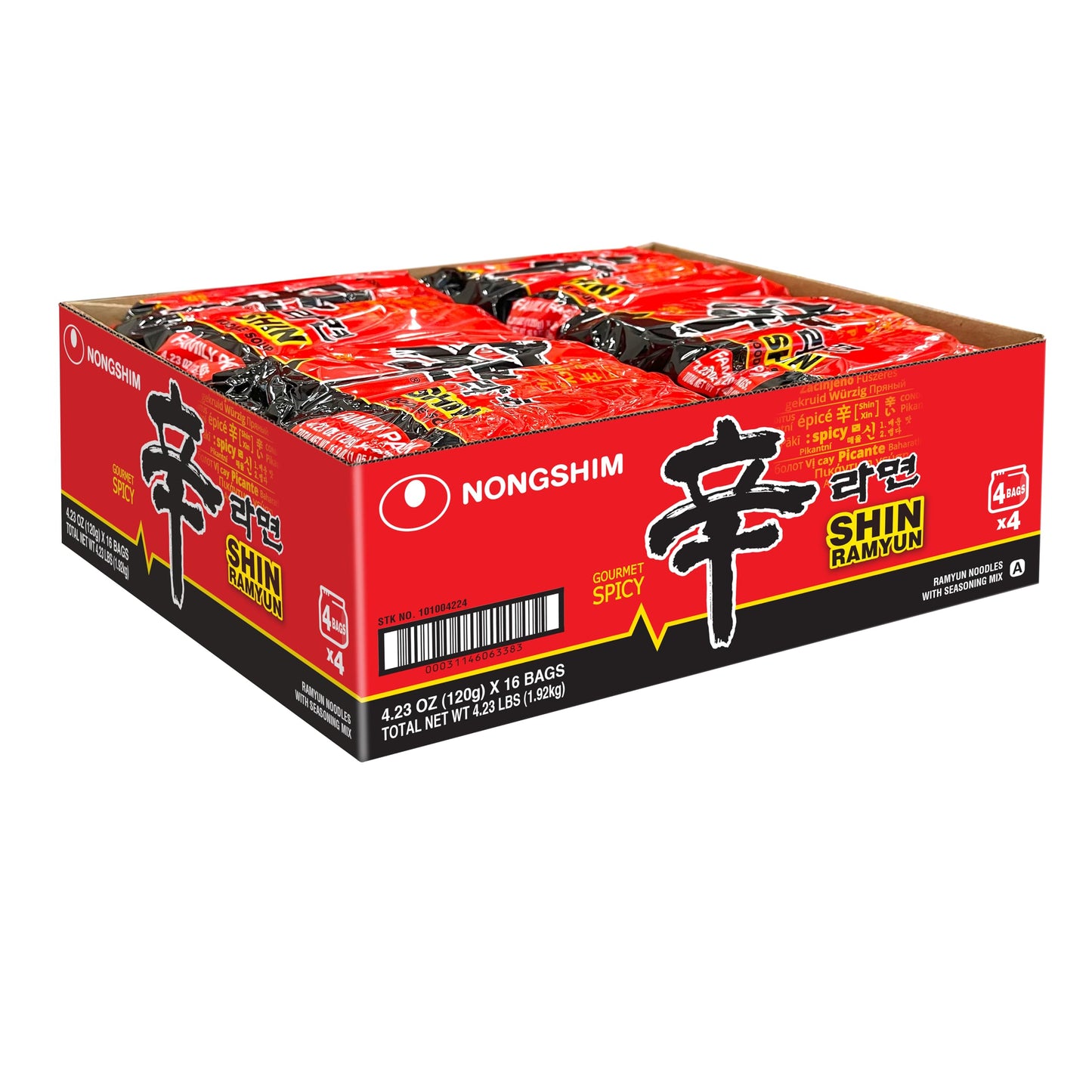 Nongshim Gourmet Spicy Shin Instant Ramen Noodle, 16 Pack, Savory & Rich, Premium Microwaveable Ramen Soup Mix