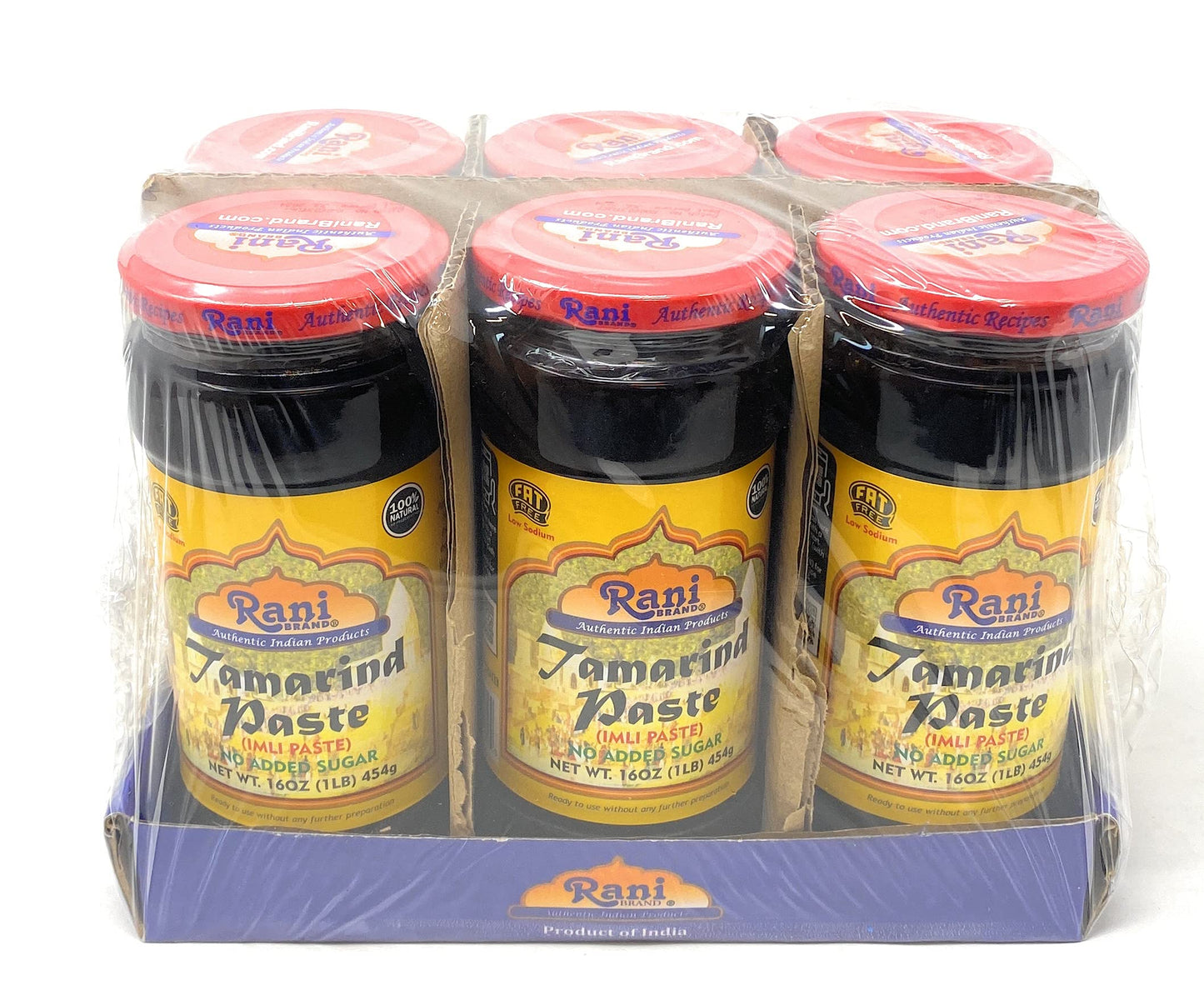 Rani Tamarind Paste Puree (Imli) 16oz (1lb) 454g Glass Jar, No added sugar, Pack of 5+1 FREE ~ All Natural | Vegan | Gluten Free