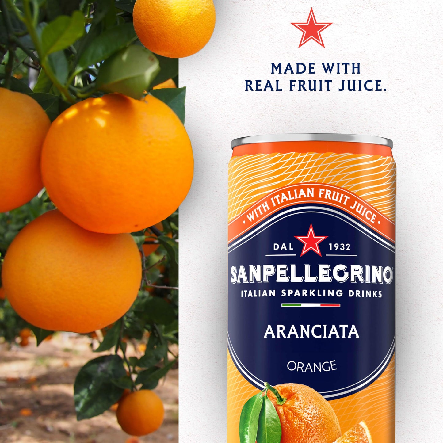 Sanpellegrino Italian Sparkling Drink Aranciata, Sparkling Orange Beverage, 24 Pack Of Cans