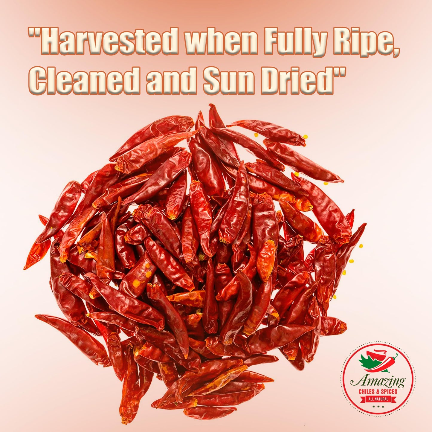 Chile De Arbol 4Oz - Dried Whole Red Chili Peppers, Premium All Natural Stemless, Resealable Bag. Use In Mexican, Chinese And Th