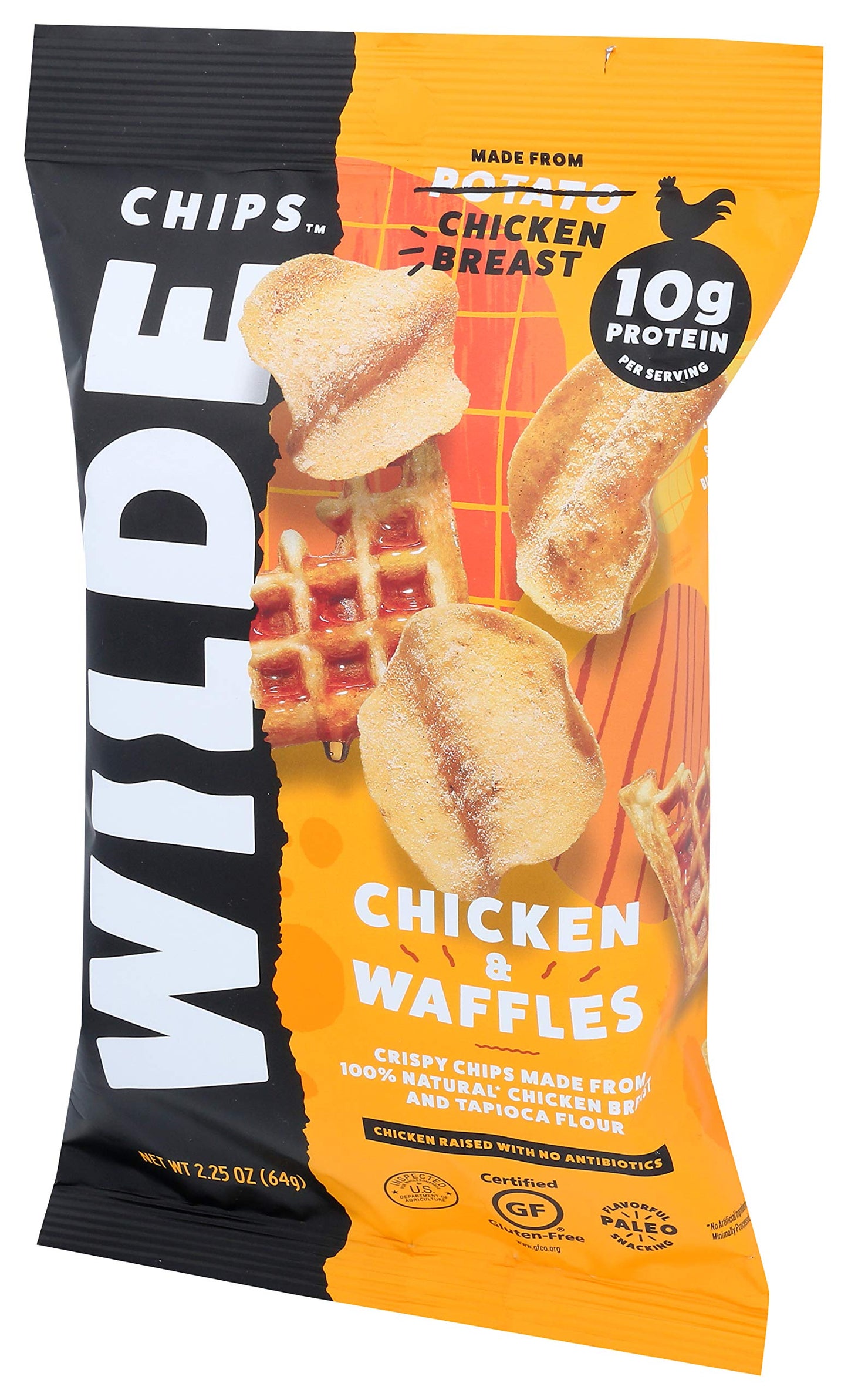 WILDE BRANDS Chicken and Waffles Chicken Chips, High Protein, Keto, 2.25oz Bag