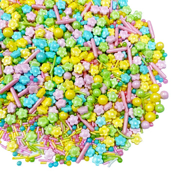 Sentovac Flowers Sprinkles Edible Spring Sprinkles Pink Yellow Blue Green Mix For Cake Decorating Candy Cupcake Cake Topper Cook
