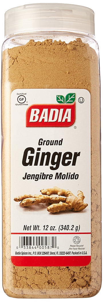Badia Ground Ginger Powder, 12 Oz - Fresh, Aromatic, Ground Ginger Root, Gluten-Free