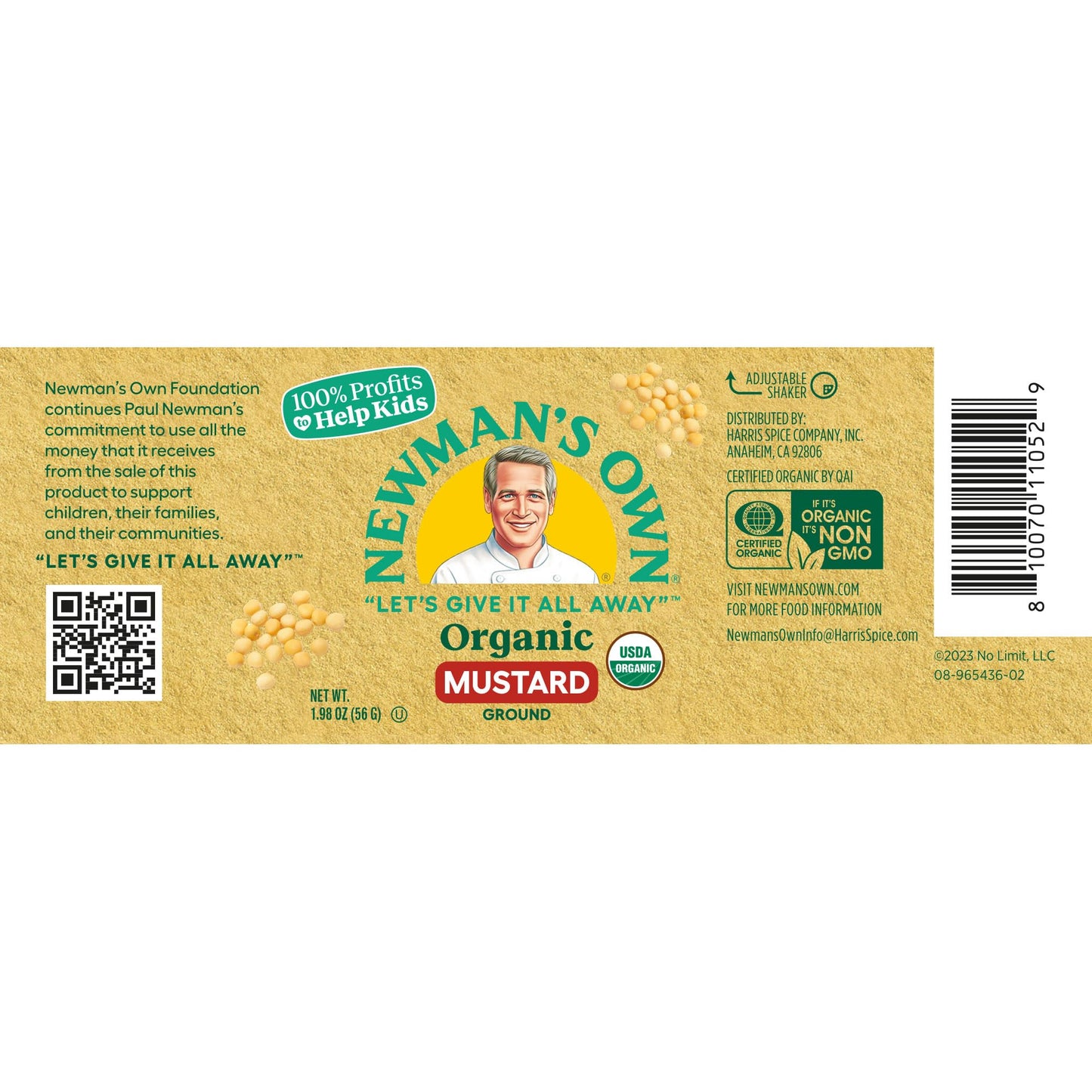 Newman'S Own Organic Ground Mustard; Great On Marinades And Dressings; Usda Certified Organic, Non-Gmo, Kosher, 1.98 Oz. Bottle
