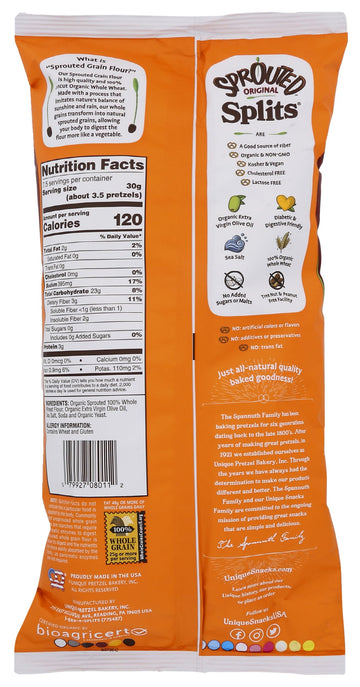 Unique Pretzels Unique Sprouted Whole Grain Splits Pretzels, 8 oz