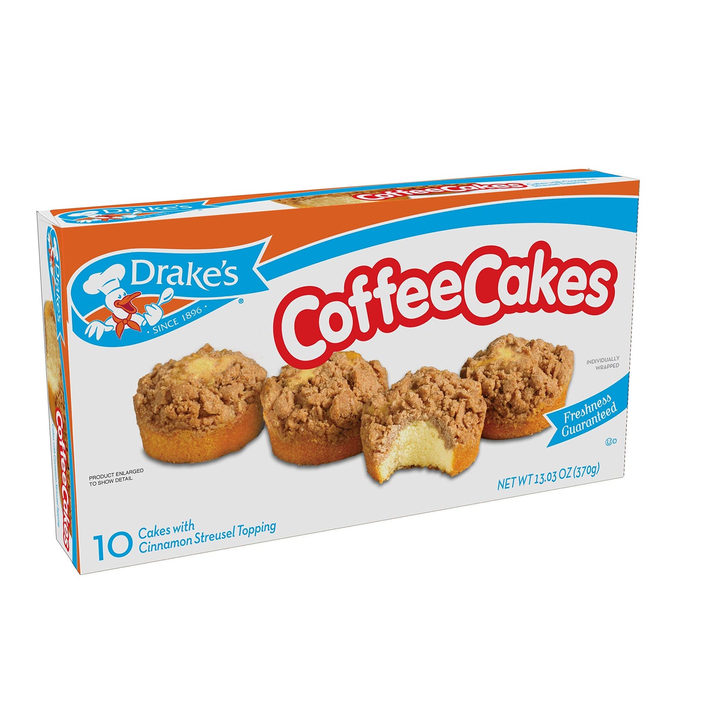 Drake's Coffee Cakes with Cinnamon Streusel Topping, 48 Individually Wrapped Cakes, 1.3 oz Each, Pack of 6
