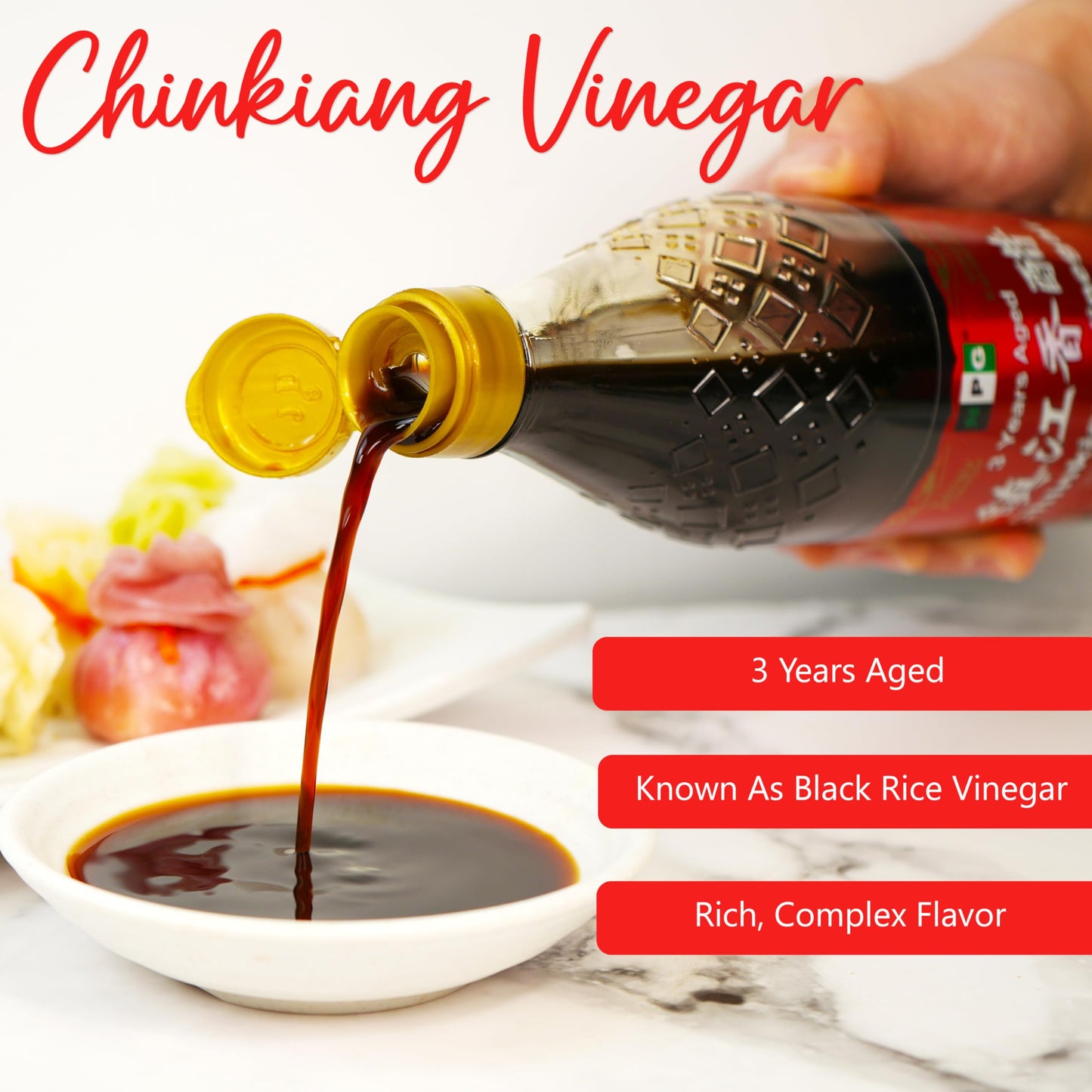NPG Chinkiang Vinegar, 19.61 Fl Oz (580ml), Aged Chinese Black Rice Vinegar for Dumplings, Sushi, Salad, Marinade, Stir Fry
