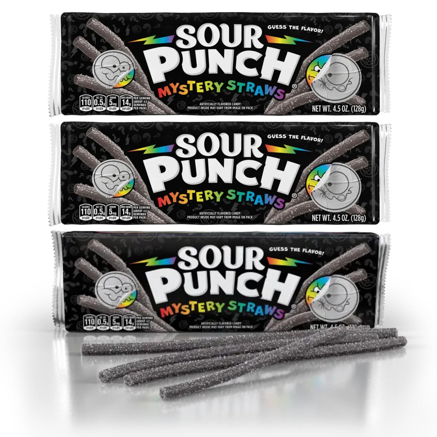 Sour Punch Fruity Mystery Straws Bundle 3 Items Gift Assortment 4.5 Ounce Pack Each, 3 Packs Total (4.5Oz:Fruity Mystery X3)