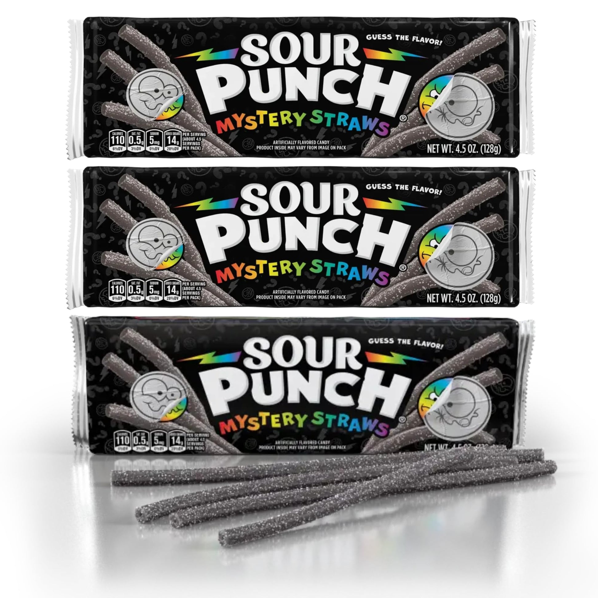Sour Punch Fruity Mystery Straws Bundle 3 Items Gift Assortment 4.5 Ounce Pack Each, 3 Packs Total (4.5Oz:Fruity Mystery X3)