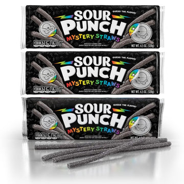 Sour Punch Fruity Mystery Straws Bundle 3 Items Gift Assortment 4.5 Ounce Pack Each, 3 Packs Total (4.5Oz:Fruity Mystery X3)