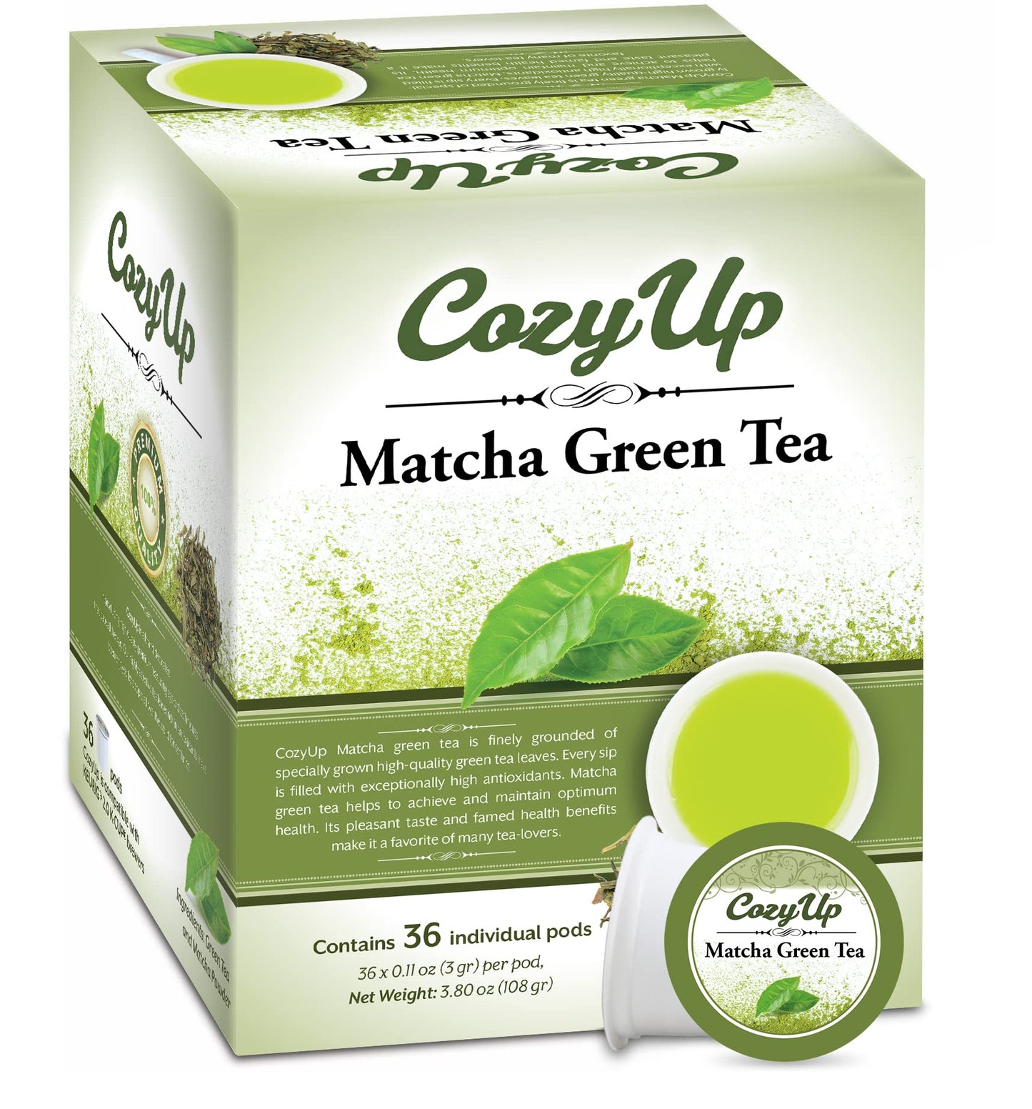 Cozy Up Matcha Green Tea Pods for Keurig K-Cup Brewers, 36 Count