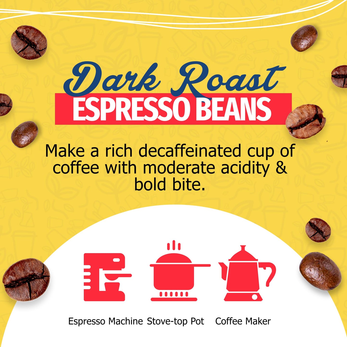 CAFE AROMA Decaf Dark Roast Espresso Ground Coffee, Cuban Style, Vacuum Sealed, 8.8oz, 4-Pack