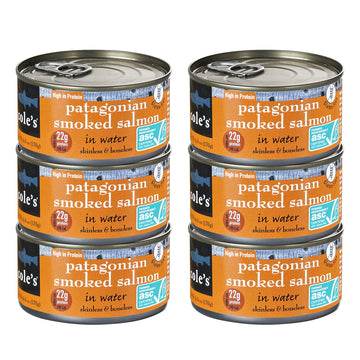 Coles Canned Salmon - Pack of 6, Patagonian Smoked, Skinless & Boneless, 6 oz Each, Rich in Protein, 2 Servings Per Container