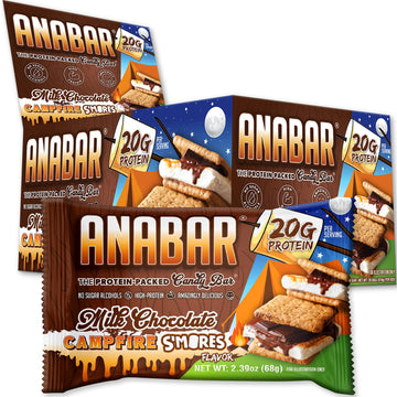 Anabar Protein Bar, The Protein-Packed Candy Bar, Amazing Tasting Protein Bar, No Sugar  S, High Protein, Amazingly Delicious, 20 Grams Of Protein (12 Bars, Milk Chocolate Campfire Smores)