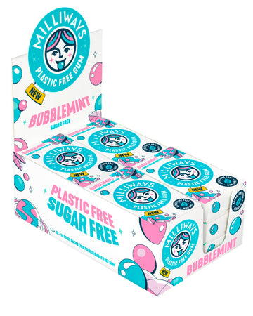 Milliways Bubblemint | Plastic Free Gum | Xylitol, Aspartame-Free, Sugar-Free, Plant-Based, Natural Chewing Gum | 120 Pieces Tot