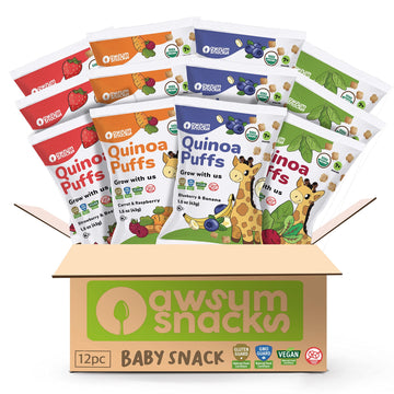 Awsum Snacks Variety Baby Puffs - Happy Healthy Baby Snack - Natural Plant Based Puffed Snacks - Certified Usda Organic Kosher N