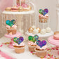 24Pcs Love Heart Cupcake Toppers Sequin Heart Multi Valentines Day Cupcake Picks Decorations For Valentine'S Day Theme Wedding E