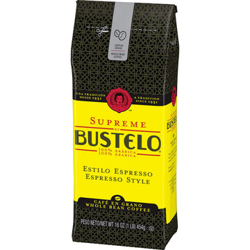 Supreme By Bustelo Espresso Style Dark Roast Whole Bean Coffee, 16 Ounce (Pack Of 8)