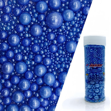 Edible Royal Blue Sugar Pearls Sprinkles Candy Mix Size Pearls Cake Decorations Cupcake Toppers Decorating Perfect for Wedding P