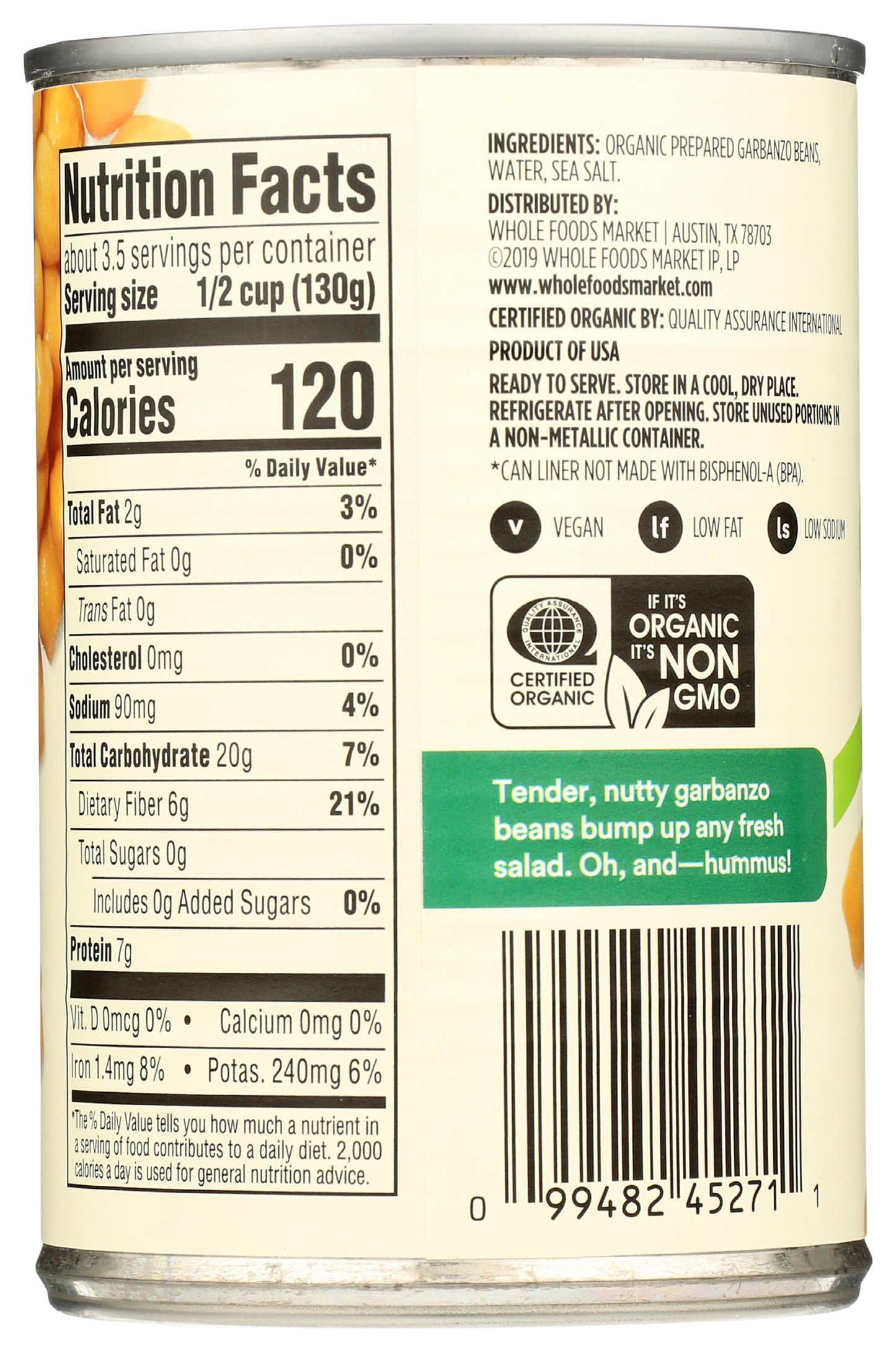 365 by Whole Foods Market, Organic Garbanzo Beans, 15.5 Ounce