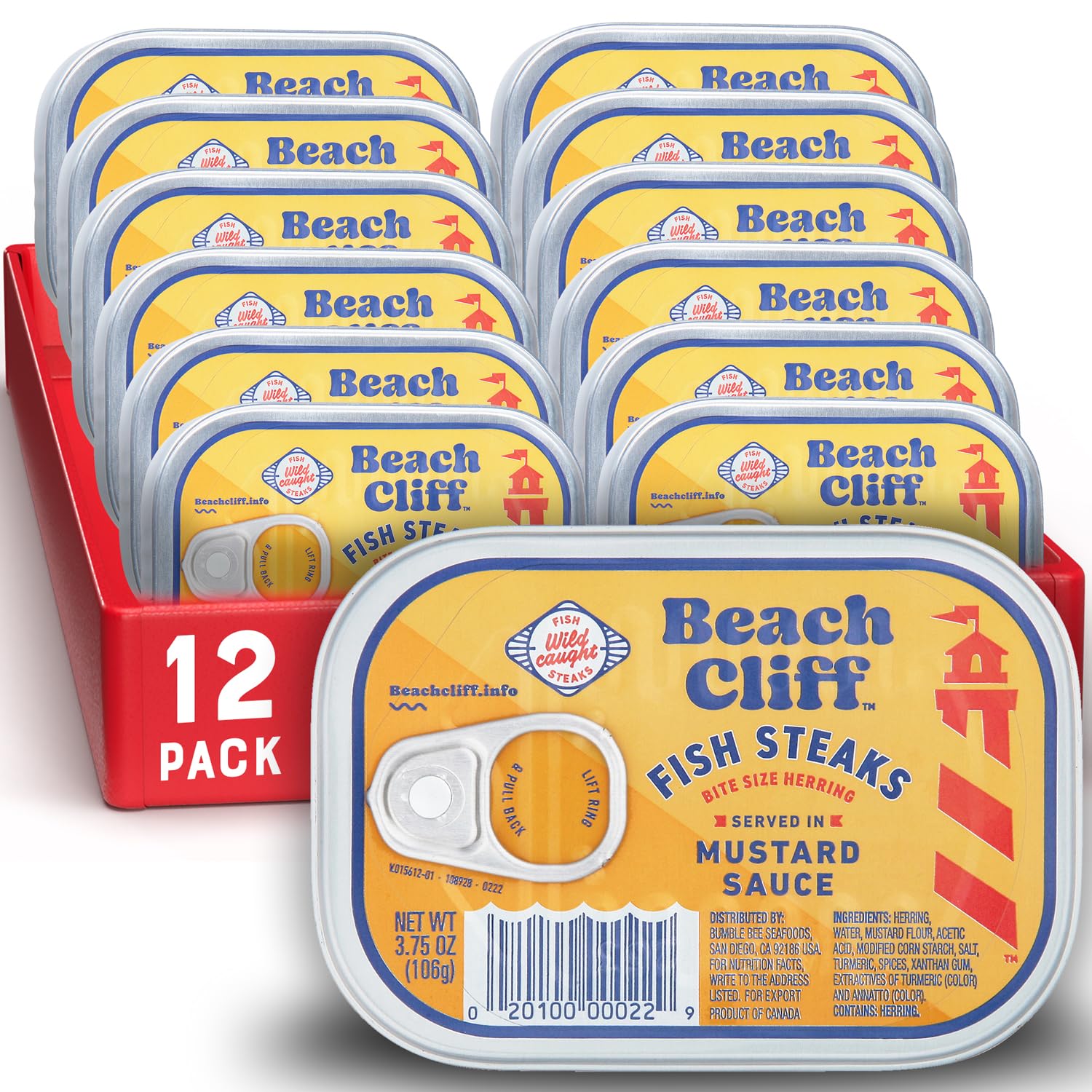 Beach Cliff Wild Caught Fish Steaks In Mustard Sauce, 3.75 Oz Can (Pack Of 12) - 17G Protein Per Serving - Gluten Free, Keto Fri