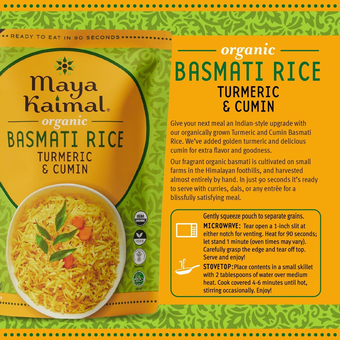 MAYA KAIMAL Organic Turmeric & Cumin Basmati Rice, 8.5 OZ