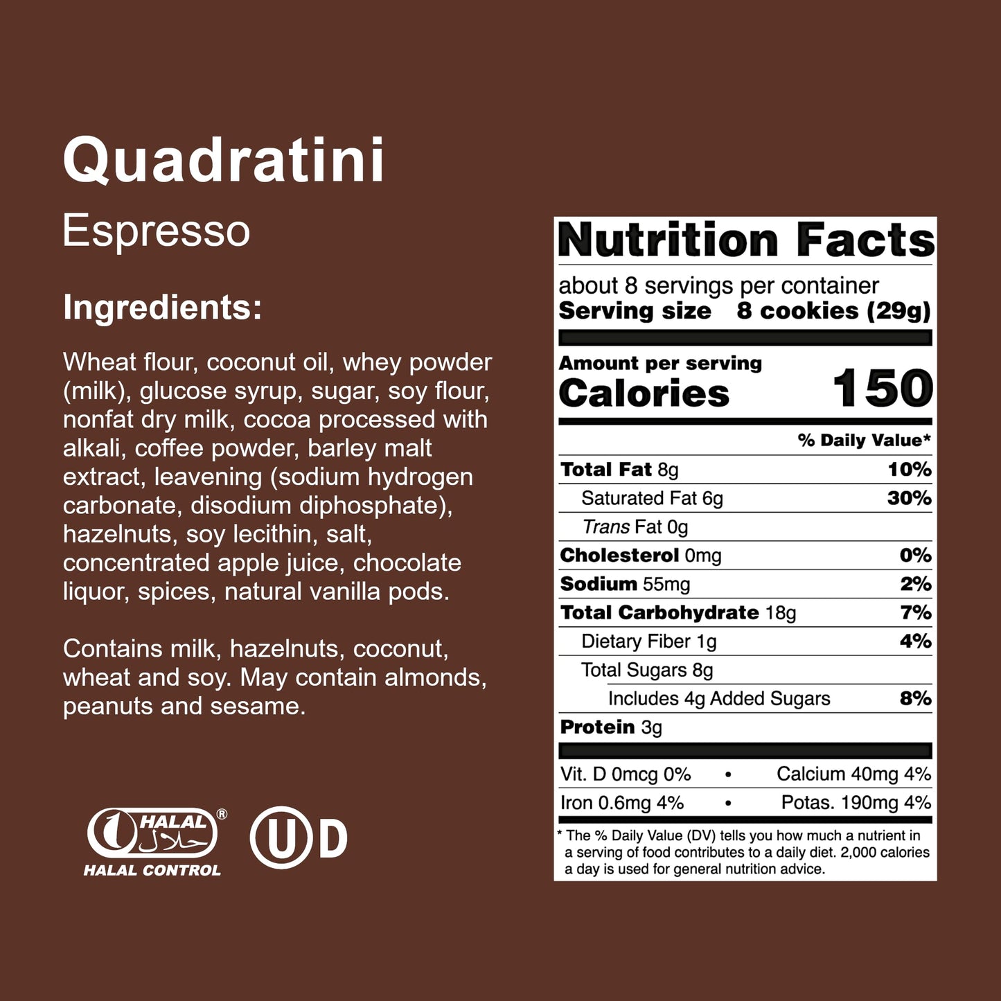 Loacker Quadratini Espresso Wafer Cookies LARGE - Premium Crispy Bite Size Wafers - 30% Less Sugar - NON-GMO - LARGE Pack of 6