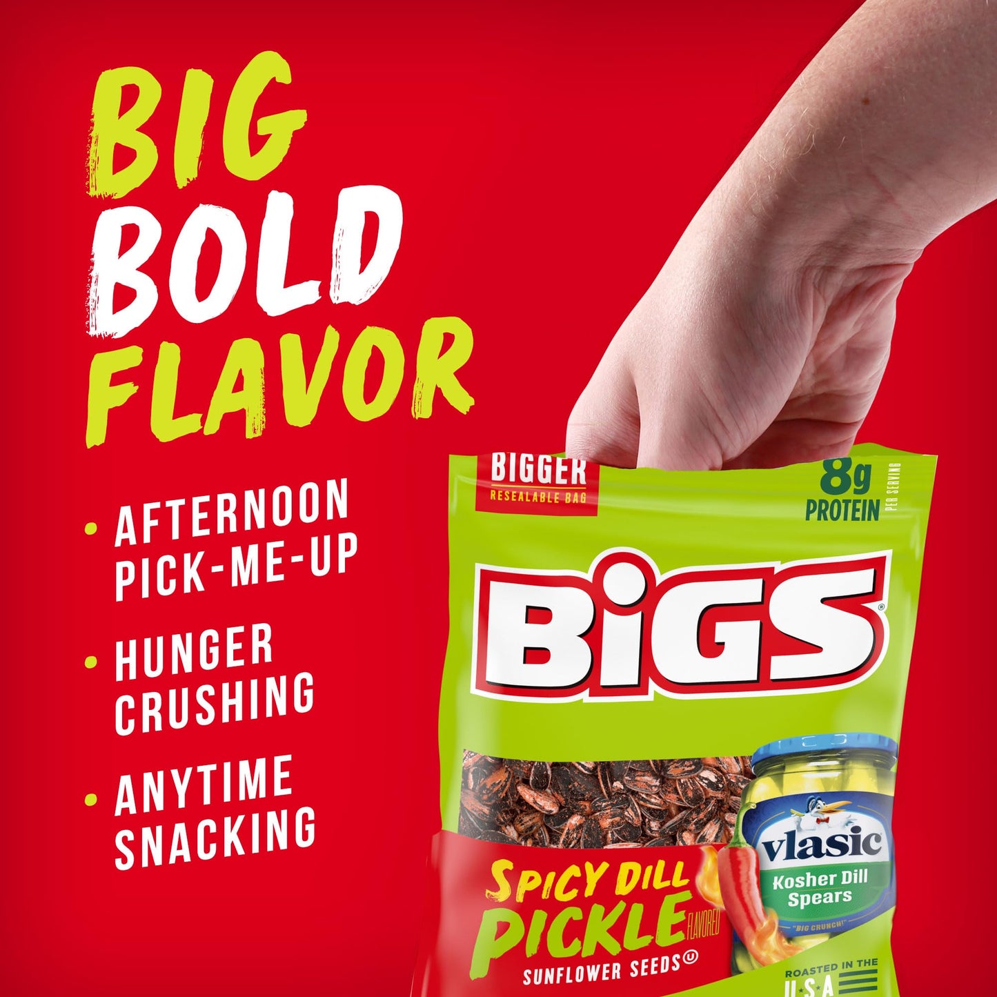 Bigs Vlasic Spicy Dill Pickle Flavored Sunflower Seeds, 5.35 Oz. Bag