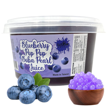 Fusion Select Boba Bursting Bobaz Popping Bobaz Pearls Fruit Tea Snack Toppings (490 Grams, Blueberry)