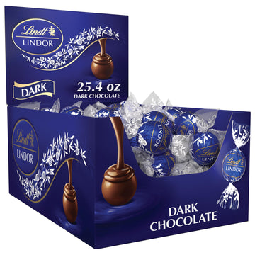 Lindt Lindor Dark Chocolate Candy Truffles, Dark Chocolate With Smooth, Melting Truffle Center, 25.4 Oz., 60 Count