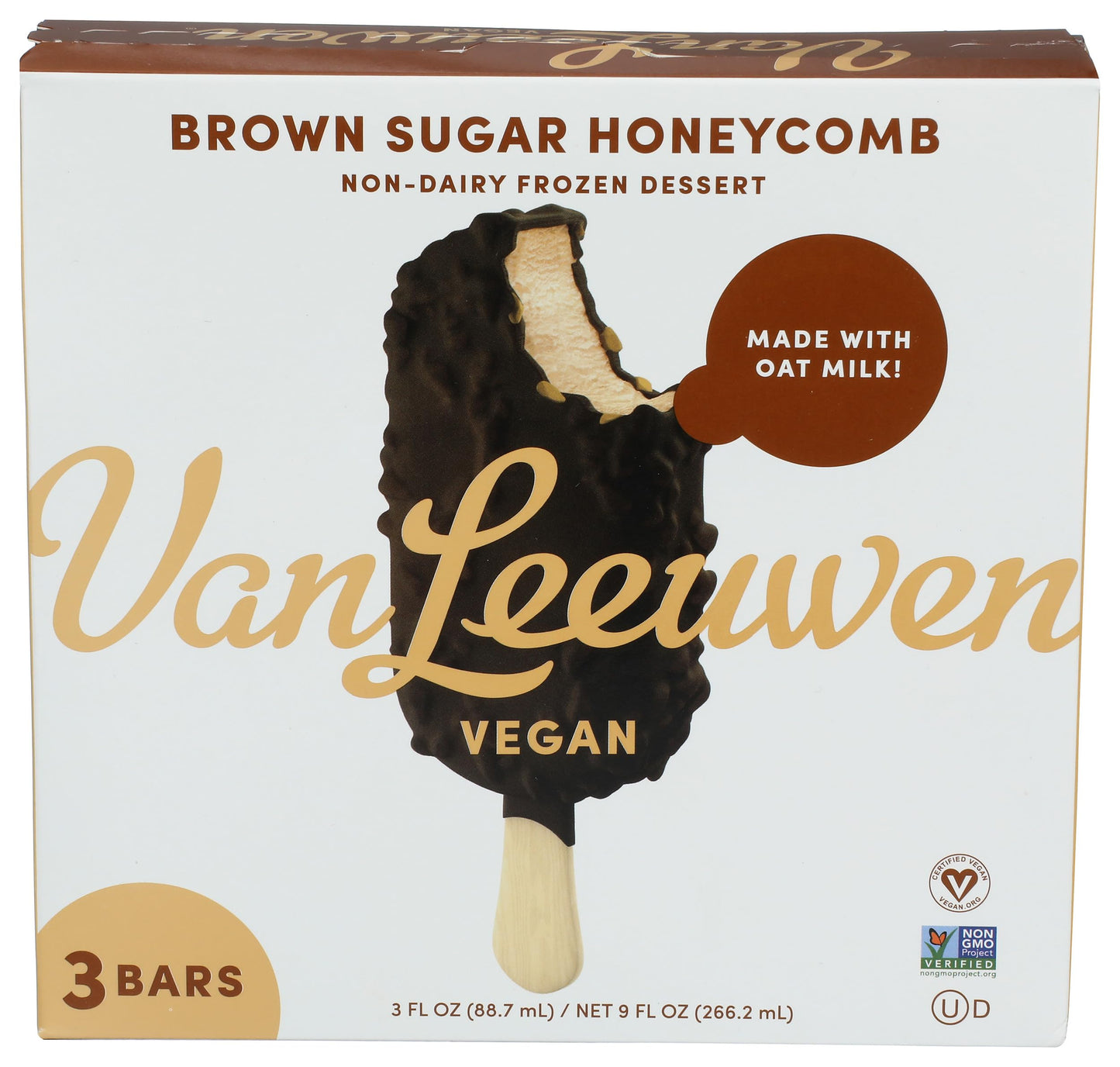 Van Leeuwen Vegan Brown Sugar Honeycomb Non-Dairy Frozen Dessert Bars, 3 Count 9 oz (Frozen)