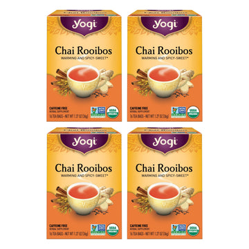 Yogi Tea Chai Rooibos Tea - Organic Caffeine-Free - 64 Count (4 Packs) - Includes Cardamom, Cinnamon, Ginger & Clove