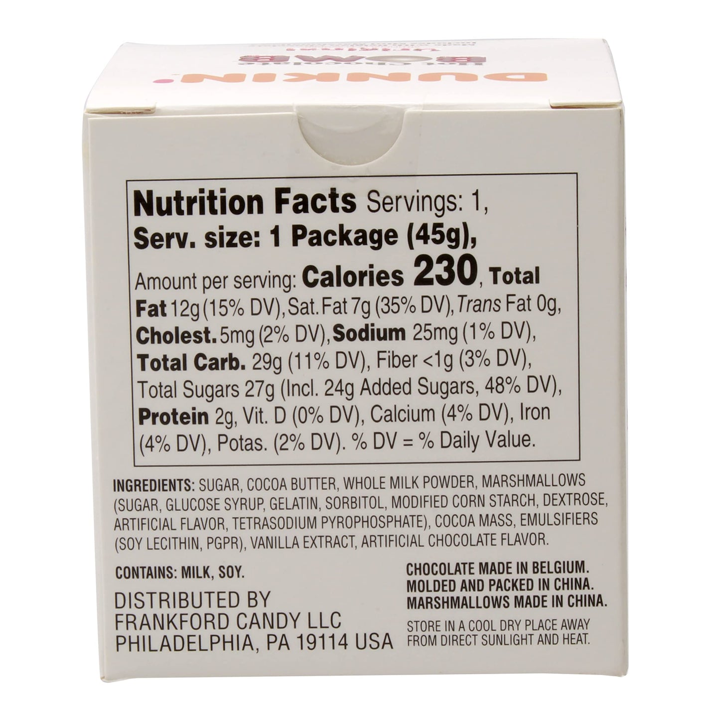 Frankford Dunkin Original Hot Chocolate   - Melting Belgian Milk Chocolate Ball with Mini Marshmallows, 1.6 Ounce