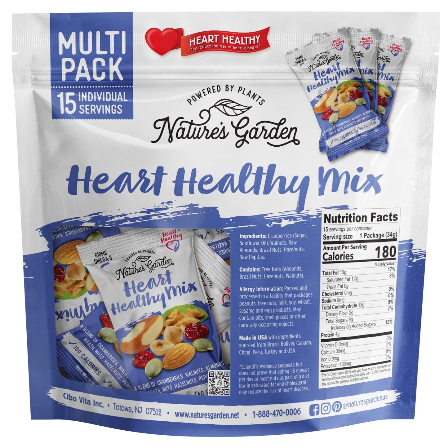 Nature'S Garden Heart Healthy Mix Single Serve - 18 Ounce (1.2 Ounce X 15 Count)