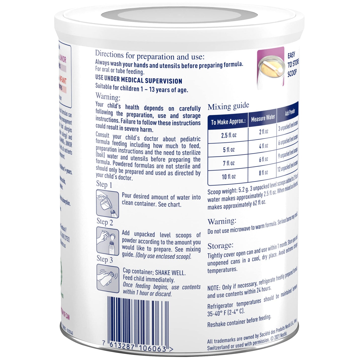 Alfamino Junior Amino Acid Based Pediatric Formula, Unflavored, 14.1 Oz Canister (Packaging May Vary)
