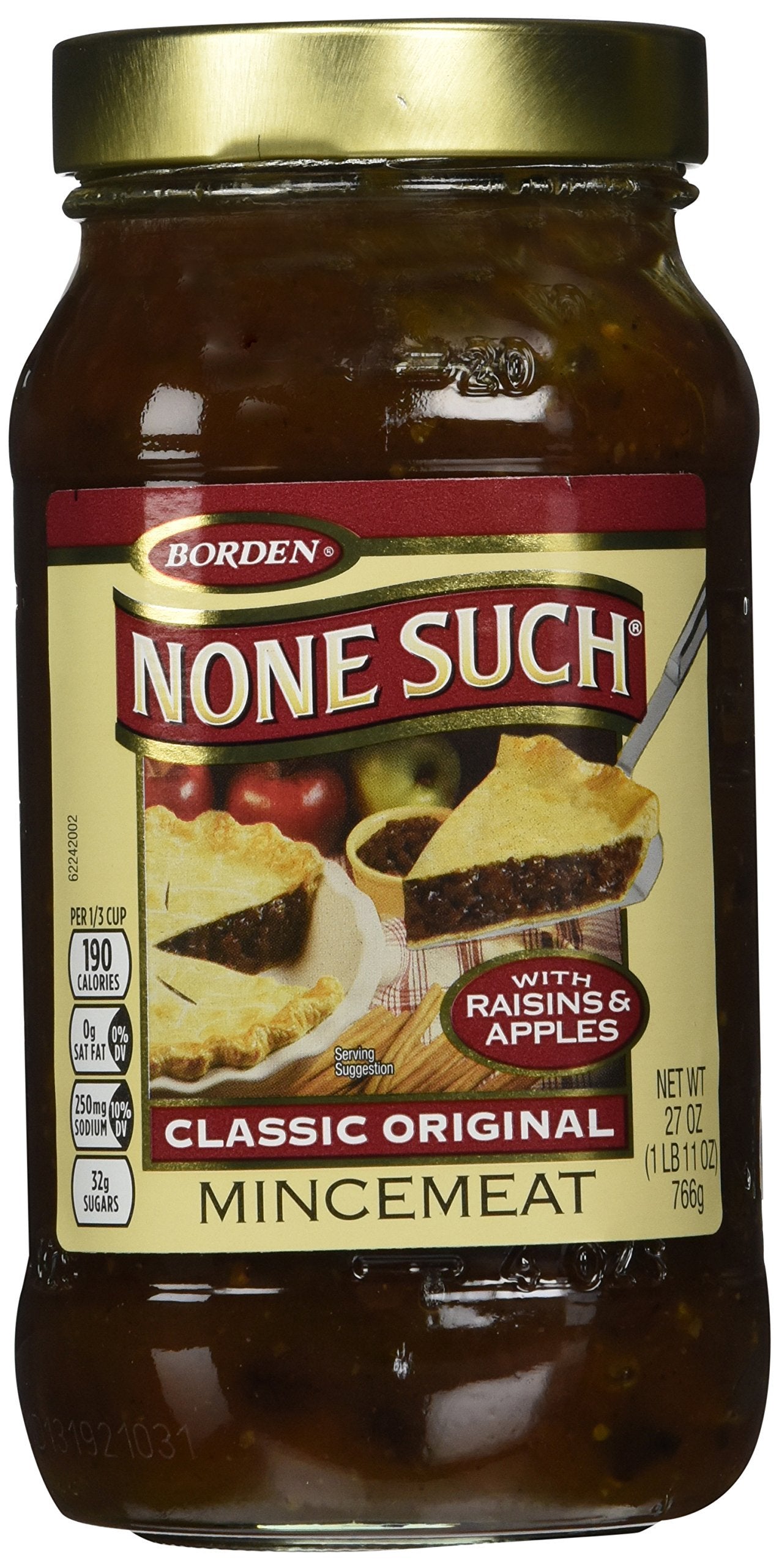 None Such Mincemeat Classic Original, with Apples and Raisins, Gourmet, All Natural, No High Fructose Corn Syrup, 27 Ounce (Pack