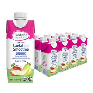 Sweetie Pie Organics Lactation Smoothie, Apple Pear, 11.1 Fl Oz (Pack of 12), Model SP1212, No Artificial Sweeteners or Flavors