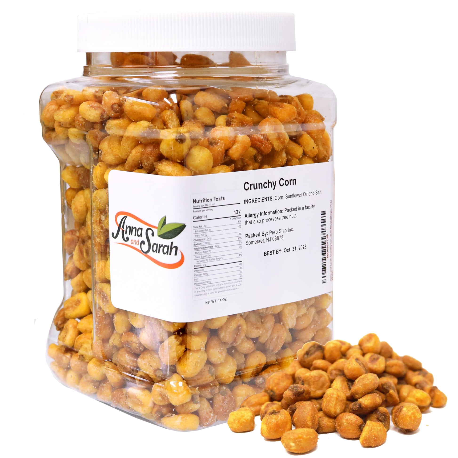 Anna and Sarah Crunchy Corn Nuts - Roasted & Salted, Original Toasted Kernels Snack, 14 oz Jar