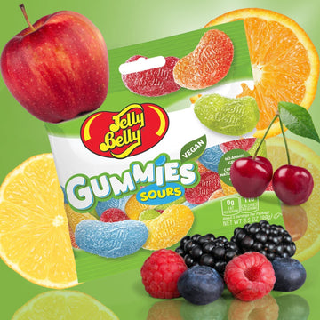 Sweetzo Sour Gummy Jelly Bean Shaped Candies, Fruit Flavored Jumbo Vegan Gummies, Bagged Chewy Candy - 3.5 Ounces Each (Pack Of