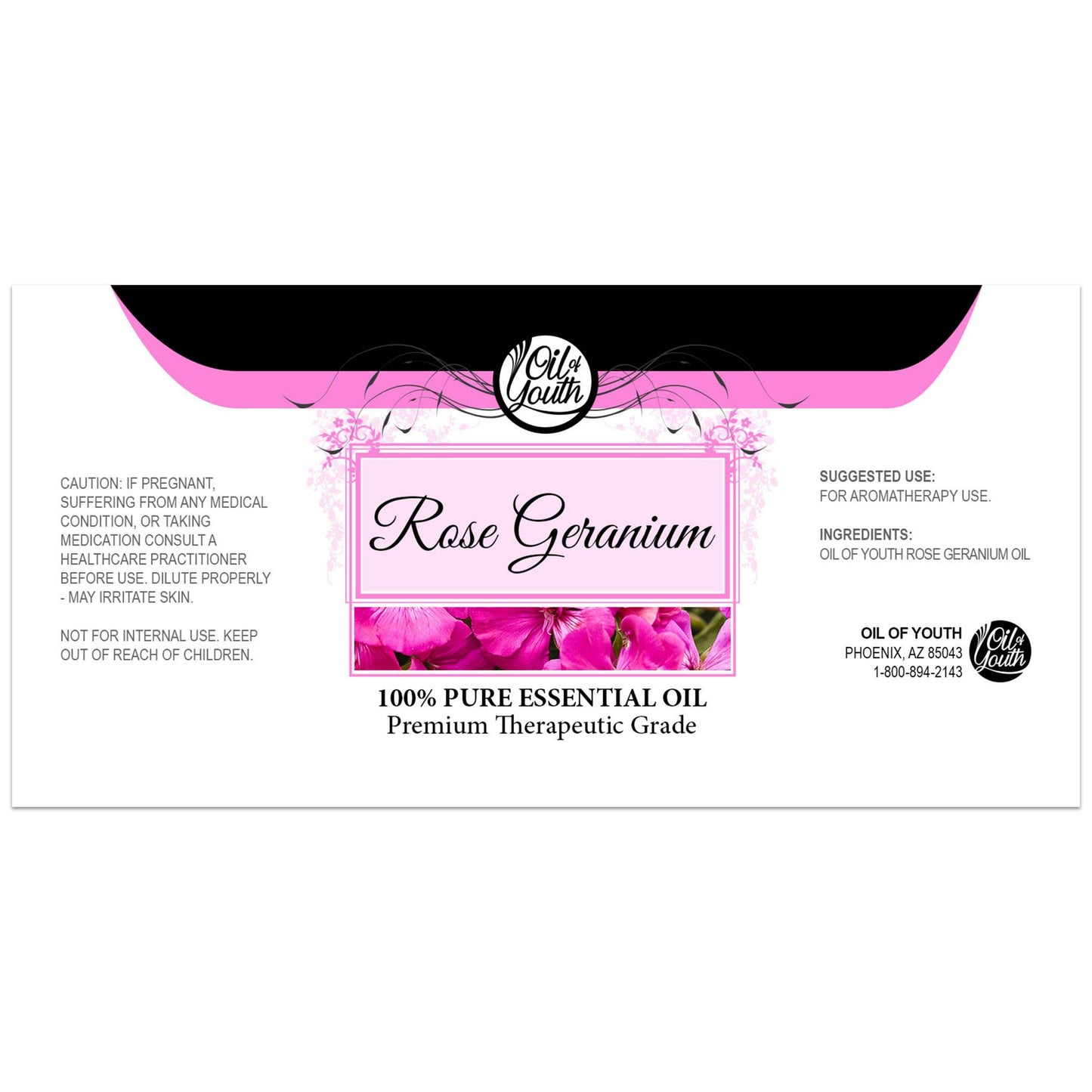 Oil Of Youth Essential Oils 4Oz - Rose Geranium Essential Oil - 4 Fluid Ounces