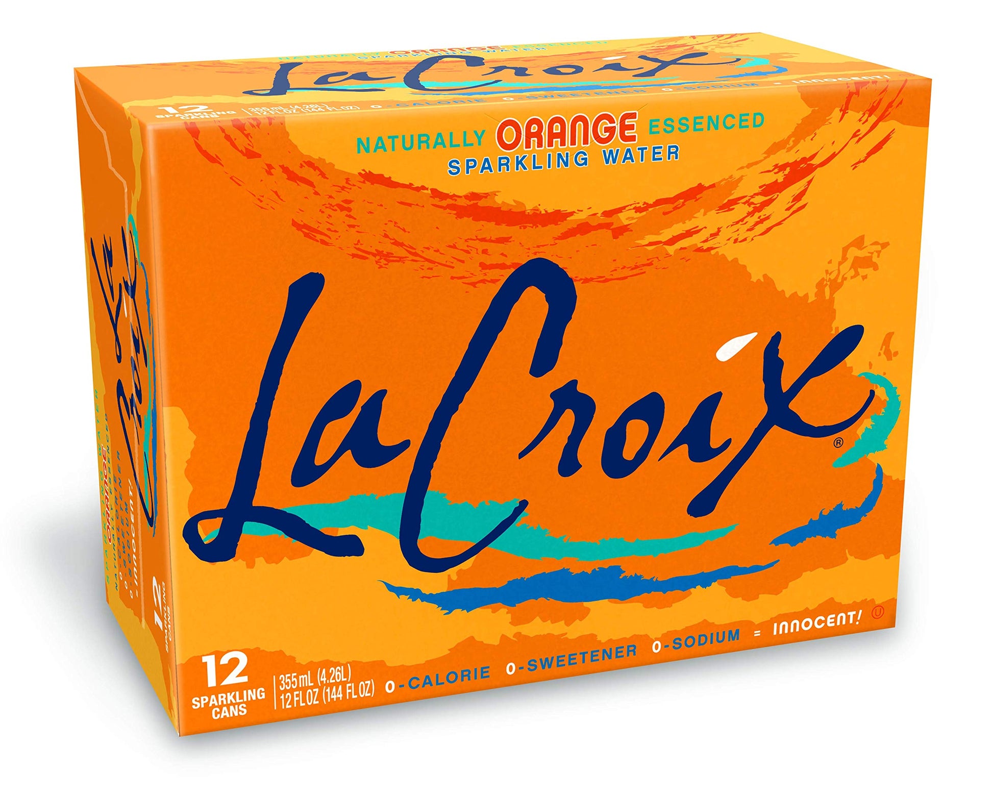 LaCroix Sparkling Water, Orange, 12 Fl Oz (Pack of 12), Naturally Essenced, 0 Calories, 0 Sweeteners, 0 Sodium