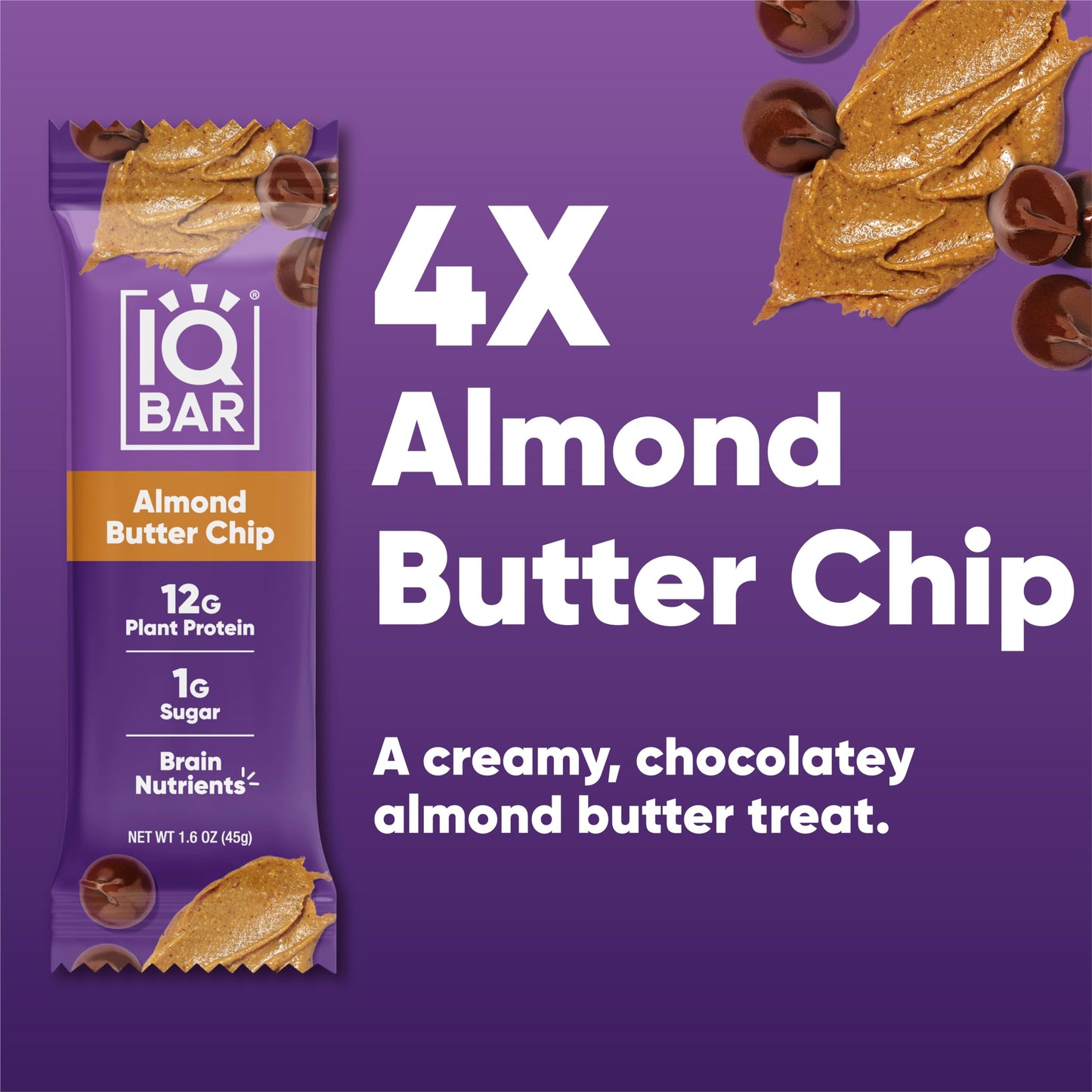 IQBAR, Almond Butter Chip, 4 count