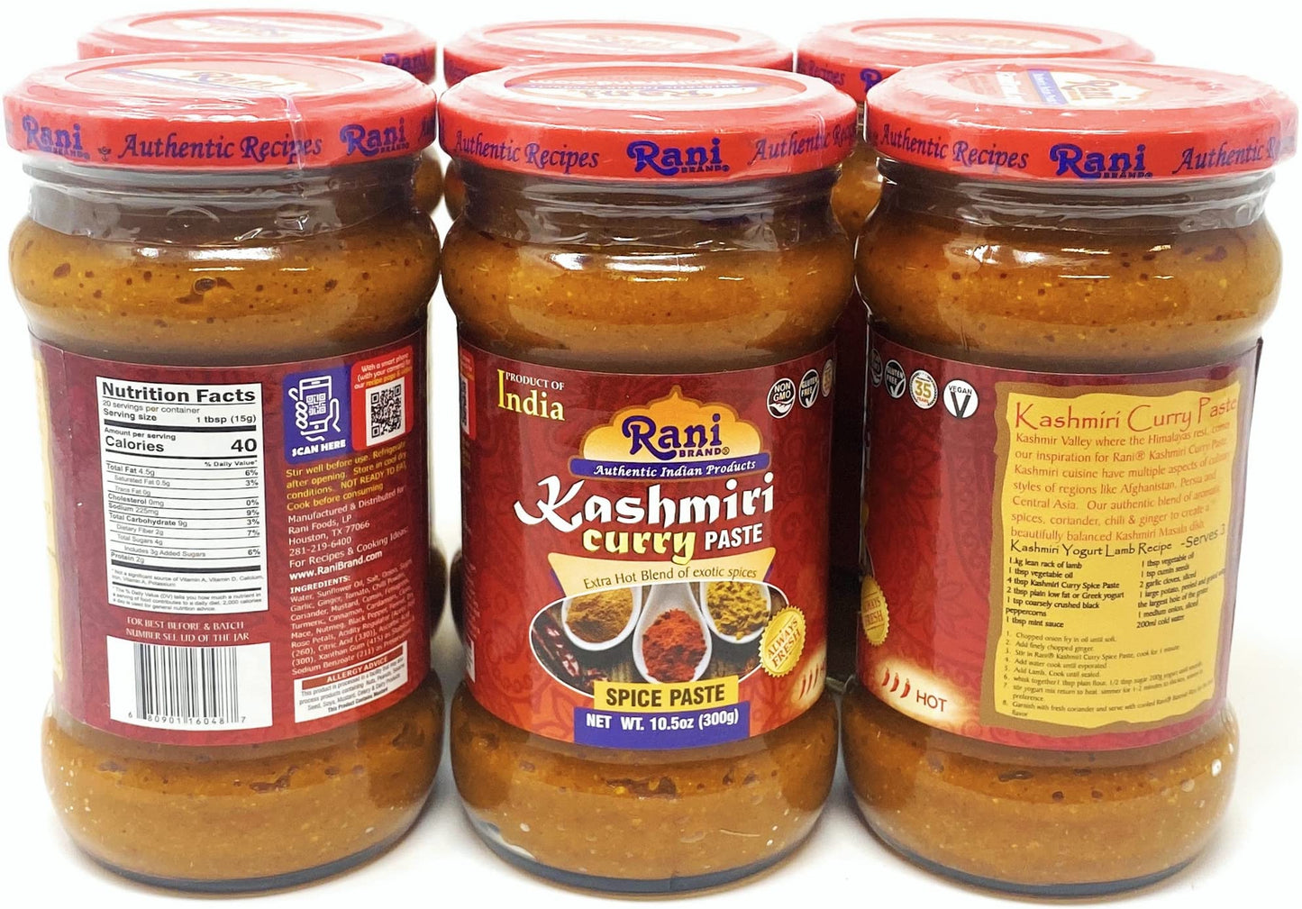 Rani Kashmiri Masala Curry Paste 10.5Oz (300G) Glass Jar, Pack Of 5+1 Free ~ All Natural | Non-Gmo | Vegan | Gluten Free | India